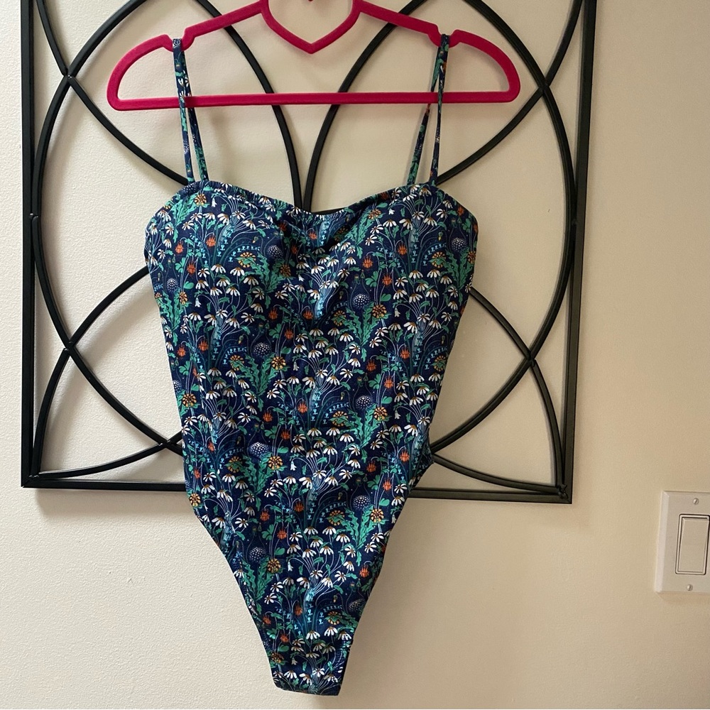 J. Crew Blue Floral One Piece Swimsuit